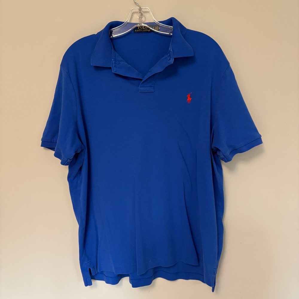 Polo Ralph Lauren Men’s Blue L Shirt Short Sleeve Collar Golf Preppy Pony Logo